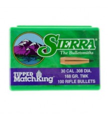 SIERRA TIPPED MATCHKING RIFLE BULLET 30 CAL (.308) DIA. 168 gr TMK